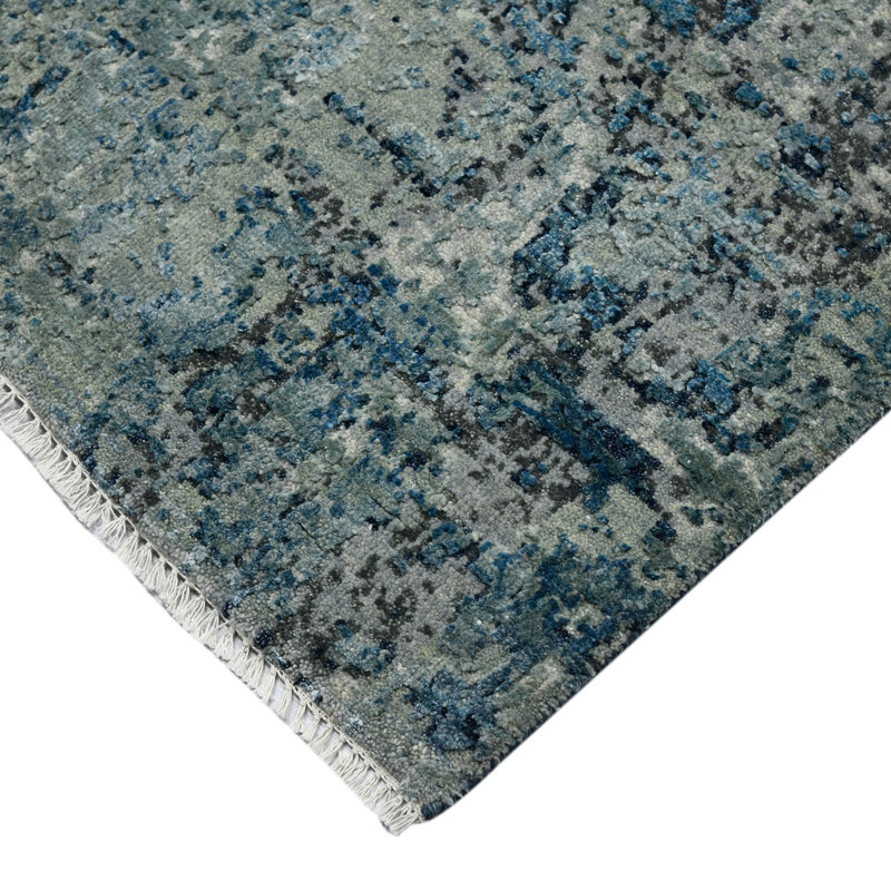 Mystique Abstract Area Rug in Blue, Rectangle 9' x 12'