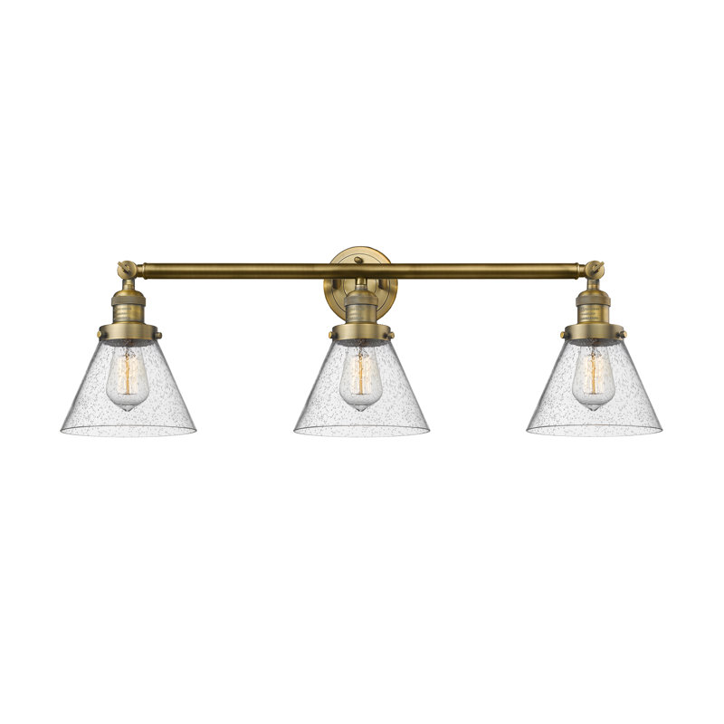 Éclairage pour meuble-lavabo 3 lumières Shauna Cone, DEL, Laiton brossé