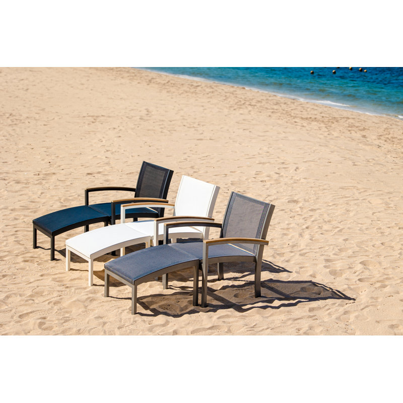 Tribeca Aluminum Teak Sling Stacking Lounge Chair, Black/Brown