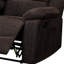 Fauteuil inclinable brun en chenille avec 3 sièges, poignée à loquet externe, siège à ressort sinueux et accoudoir à plateau-coussin - profondeur totale d'inclinaison de 65 po, mur de 4 po, console rabattable
