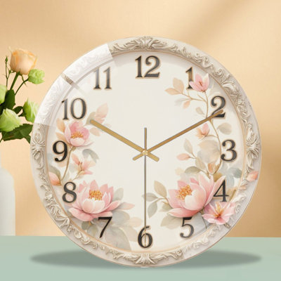 Horloge florale avec délicate horloge murale moderne en verre 12 po