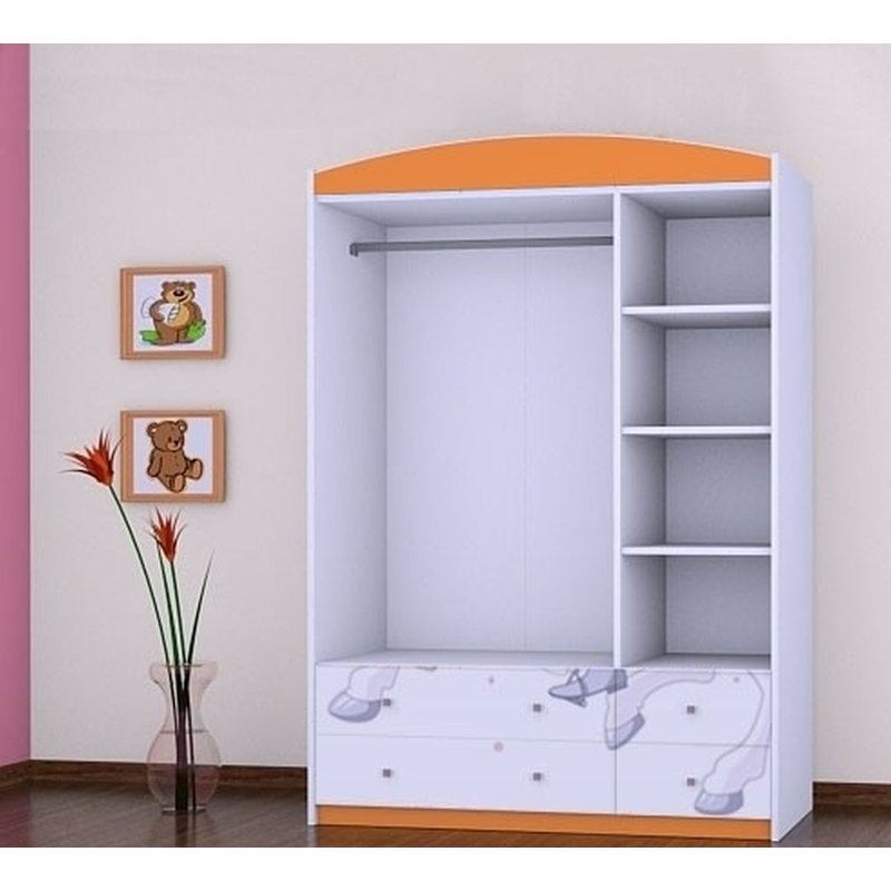 Huard 3 Door Wardrobe, Orange