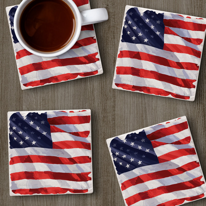 Liberty Flag 4-Pack Tumbled Tile Stone Coasters