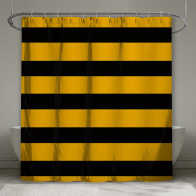 Black Yellow Stripes Shower Curtain -  Pattern Bathroom Decor Modern