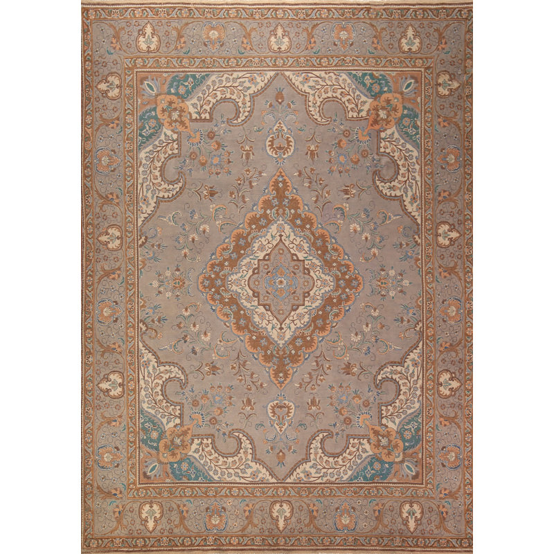 Tapis traditionnel gris en laine 10 x 13 po