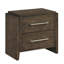 Table de chevet en bois d'hévéa massif avec finition noyer foncé, deux tiroirs, style transitionnel, pour la chambre à coucher