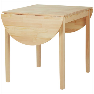 Solid Wood Drop Leaf Dining Table, Light Natural Pine, Seats 4 to 6, 55 Inches Wide, Rectangle Folding Table for Kitchen or Small Spaces