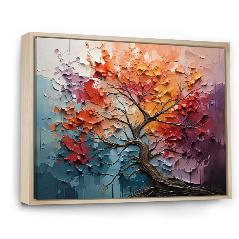 " Expressionist Vibrance Of Raimbow Tree ", Natural Floater Framed, 16" H x 32" W x 1" D