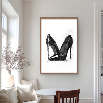 Black High Heels Shoes Print - Stylish Home Decor Art