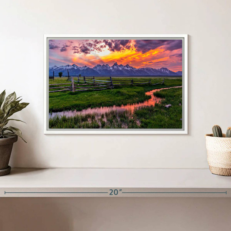 Éclat de Grand Teton, Cadre flottant blanc, 13 po x 9 po