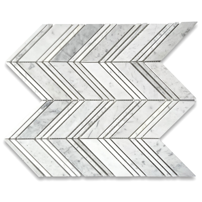 Carreau de mosaïque en marbre à chevrons 12 po x 12 po