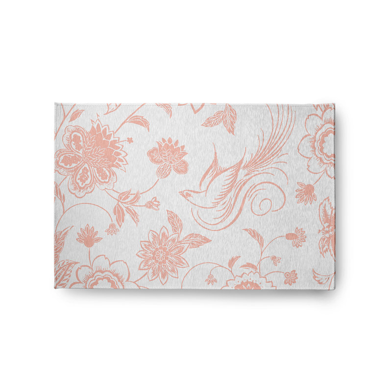 Aubane Chenille Floral Indoor / Outdoor Rug, Rectangle 2' x 3'