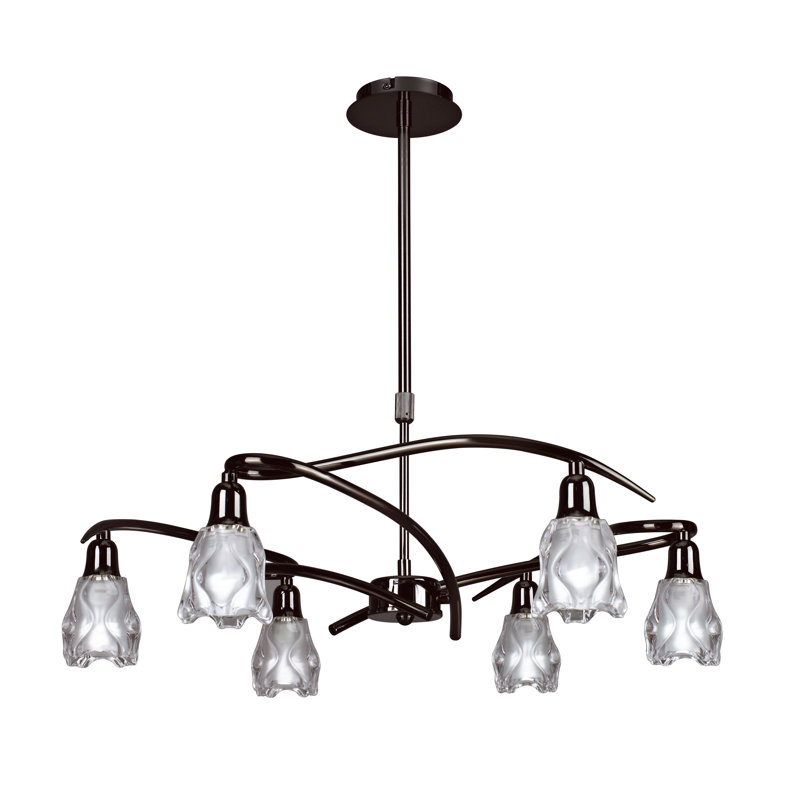 Watchman 6 - Light Shaded LED Chandelier, Black Chrome