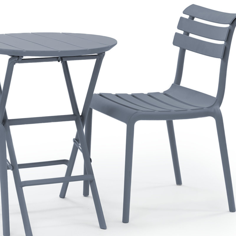 Ensemble bistro rond 2 personnes Centerville, Gris foncé