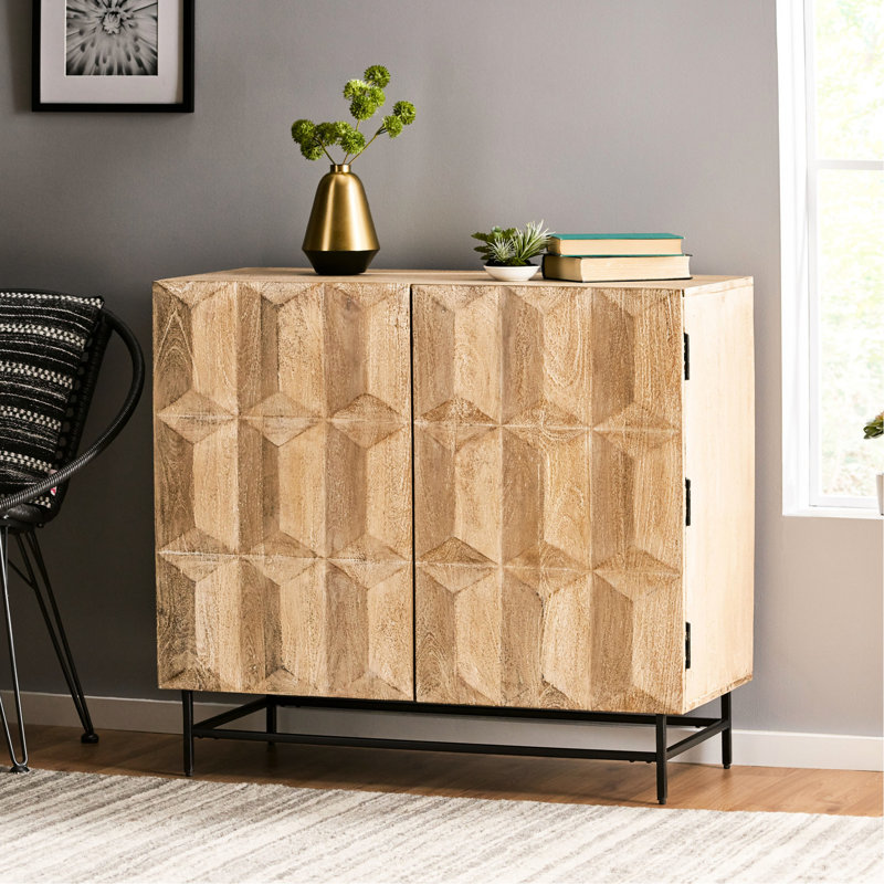 Unité de rangement géométrique fabriquée à la main en bois de manguier - Organisez votre armoire pratique