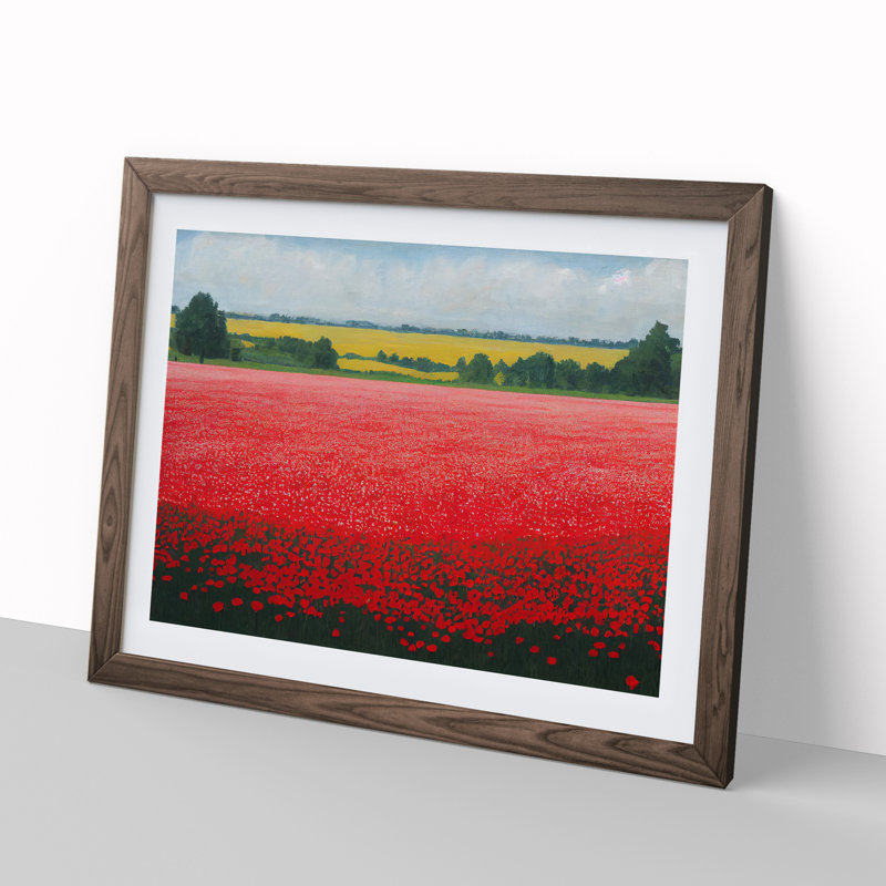 An Enigmatic Poppy Field Flowers - Framed Print, Walnut, 34cm H x 46cm W x 2cm D