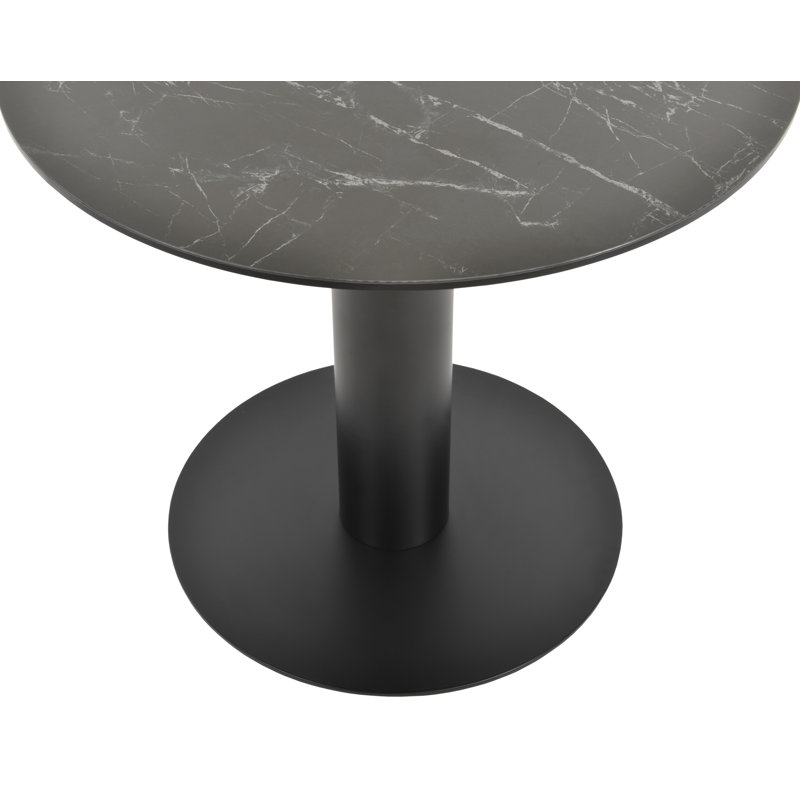 Tango Thick Post Round Ceramic Table, Black, 29.5" H x 32" W x 32" L