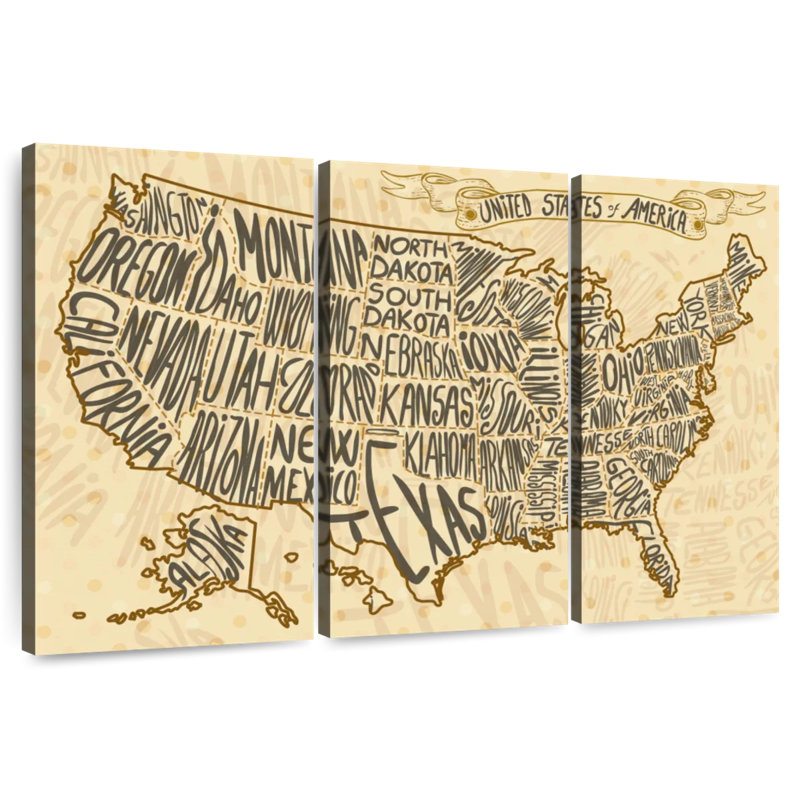 Carte des États-Unis à Aliaz, H 48 po x l 74 po