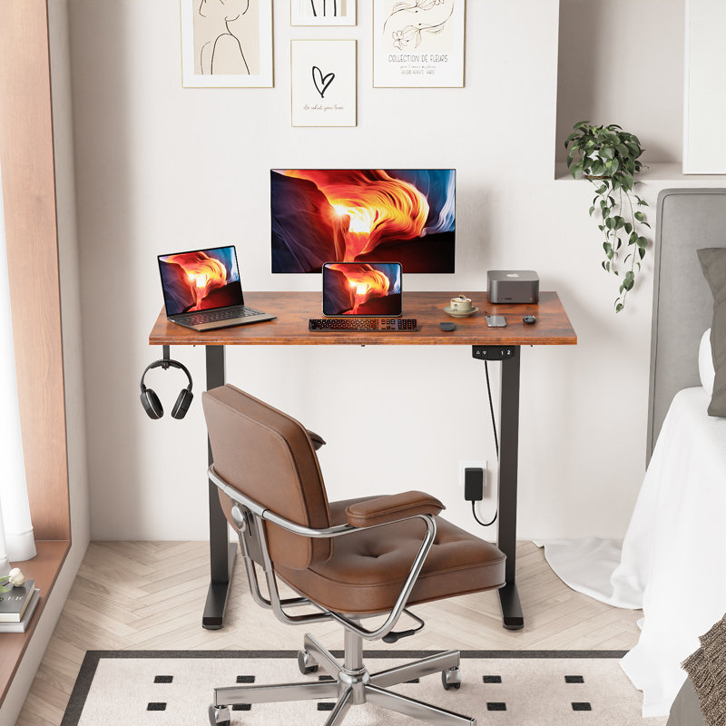 Bureaux debout et réglables en hauteur, H 47,2 po x l 39,4 po x P 18,9 po, Brun / Noir