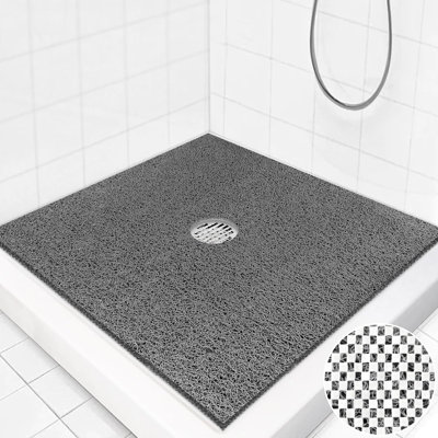 36"x36" Non-slip Square Shower Mat Grey