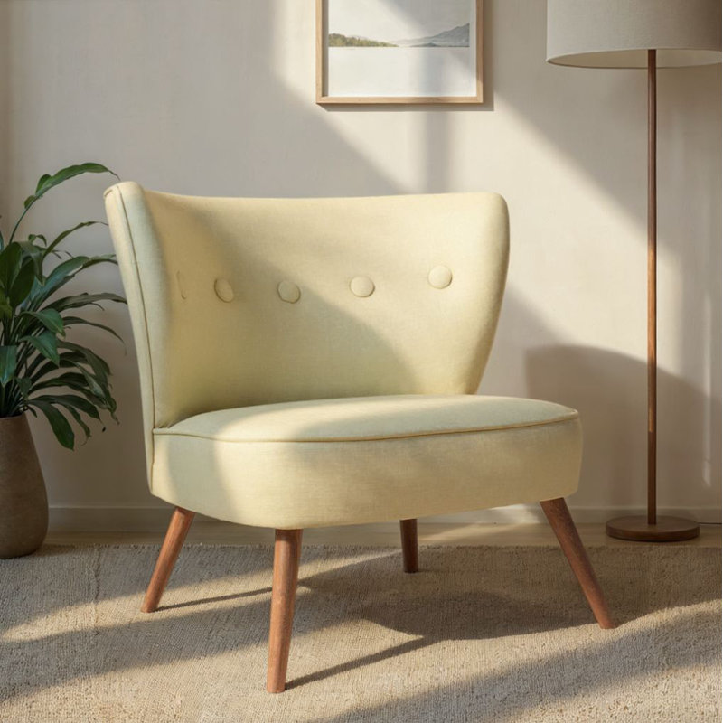 Élégant fauteuil à oreilles, structure en bois massif, couleur crème, 31,5 po x 30,3 po x 28,3 po | Tissu 100% polyester, 32 mousses en mousse pour plus de confort, facile à nettoyer | Ajout élégant aux espaces de salon, de chambre à coucher et de bureau