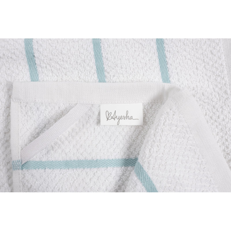 Aqua and White Cotton Terry Kitchen Towel Set, 6 Pieces