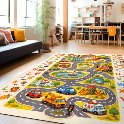Alphabet City Adventure, tapis pour enfants, multi, envers antidérapant