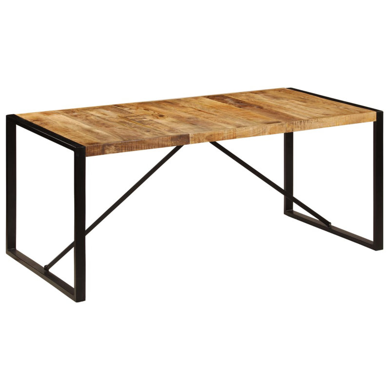 Price Solid Wood Top Metal Base Dining Table, H75 x L180 x W90cm