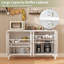 Buffet en métal l 53,2 po avec porte vitrée, tablettes réglables, lumière DEL COB-1574552080