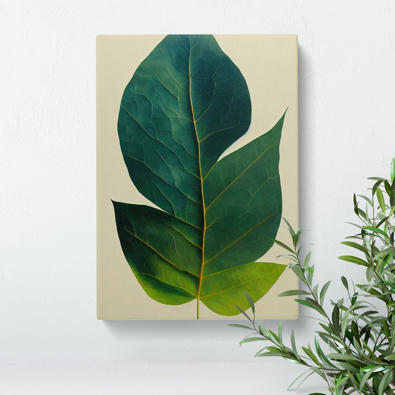 XV1022-3959X Single Plant Leaf No.2 - Print, No Matte, 50cm H x 35cm W, Wrapped Canvas