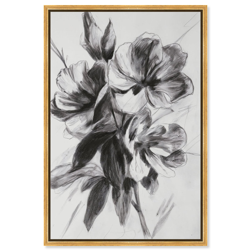 «Dusky Florals Minimalist Art», reproduction d'art sur toile par Art Remedy, H 24 po x l 16 po, Cadre blanc