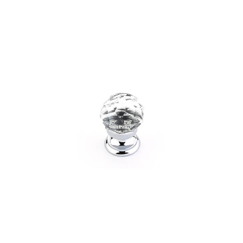 Crystal Round Knob, Polished Chrome, 1.25"