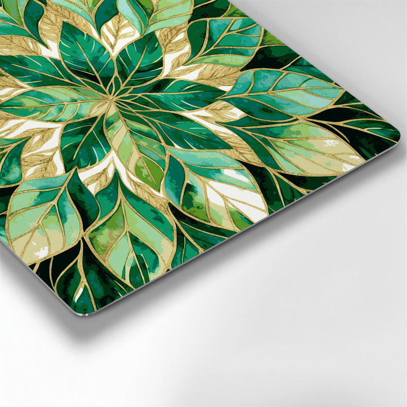 «Botanical Geometric Leaf», art mural en métal beige, H 12 po x l 12 po