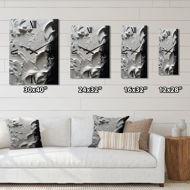 Janara - Horloge murale abstraite en marbre surdimensionnée, H 32 po x l 24 po x P 1 po