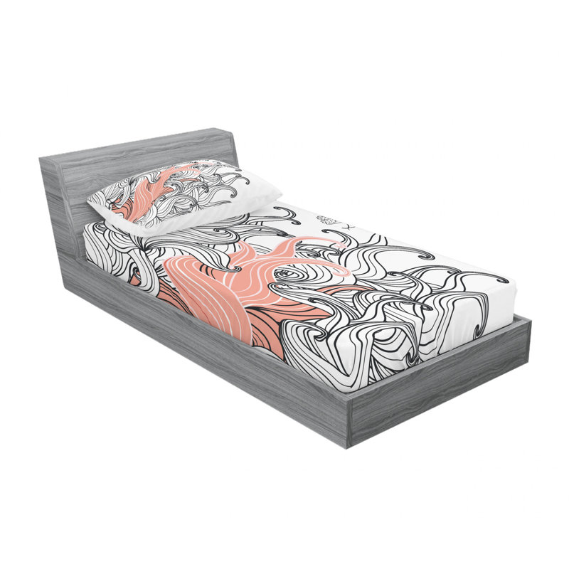 Microfiber Abstract Sheet Set, Twin Sheet Set with Fitted Sheet