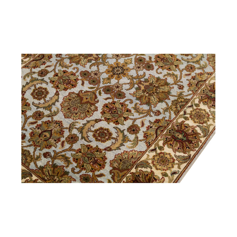 Tapis bleu clair et ivoire noué à la main de haute qualité