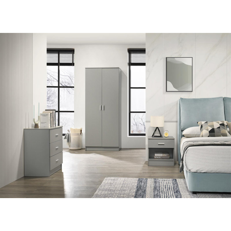 Deanda 2 Door Wardrobe, Light Grey