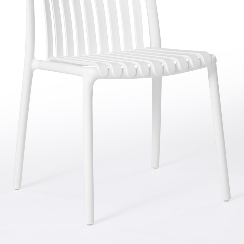 Delron Stackable Patio Side Chair, White