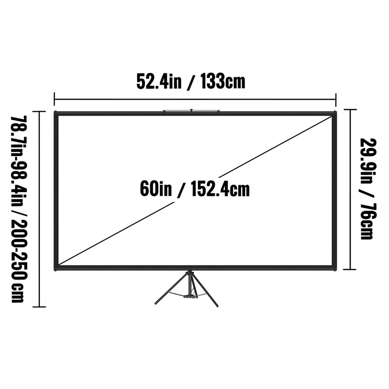 VEVOR Outdoor Portable Projector Screen Projector Screen, 76.2cm H x 132.1cm W