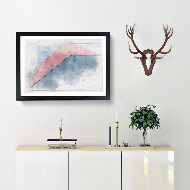Heading Down in Abstract - Picture Frame Painting Print, 27cm H x 36cm W x 2cm D, Black Framed
