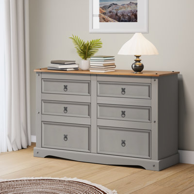 Palmea Solid Wood 132 cm W Chest of 6 Drawers