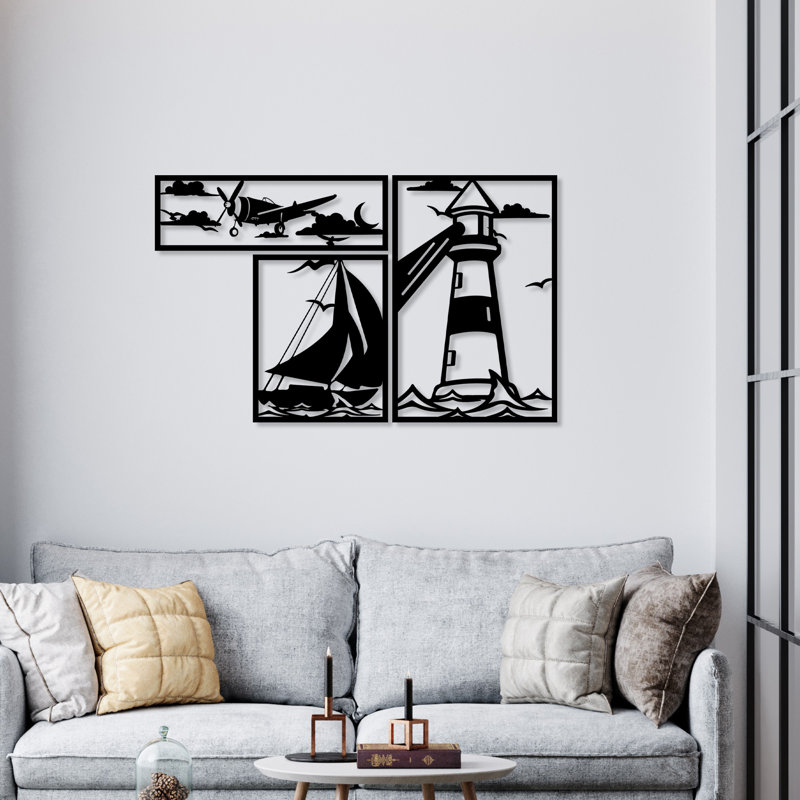 Decorative Metal Wall Accessory Set (3 Pieces), Black Finish | Includes 7.1 x 22.4 inches, 16.1 x 13.0 inches, and 23.6 x 15.7 inches | Durable 1.5 mm Metal Body | Perfect for Modern Home Decor & Stylish Accent Walls
