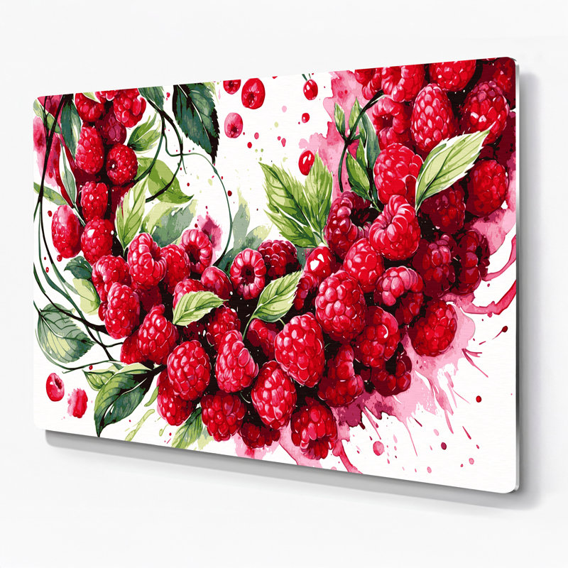 Art mural en métal «Fruit framboise rouge», H 11 po x l 14 po