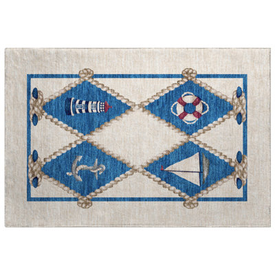 Premium Machine Washable Dream Shag Nautical Rug