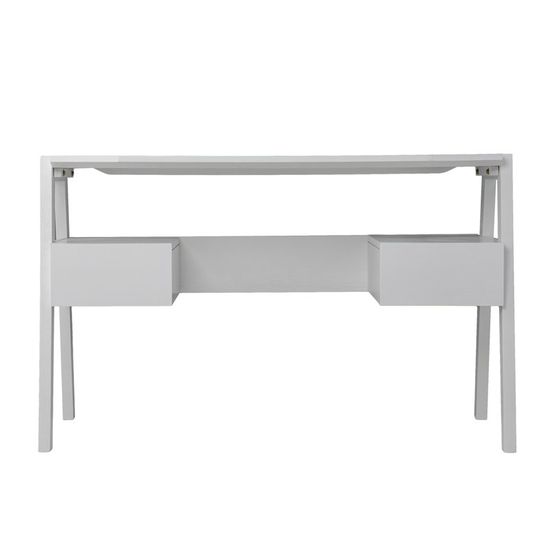 Bureau d'écriture moderne avec rangement Clyden Midcentury - blanc