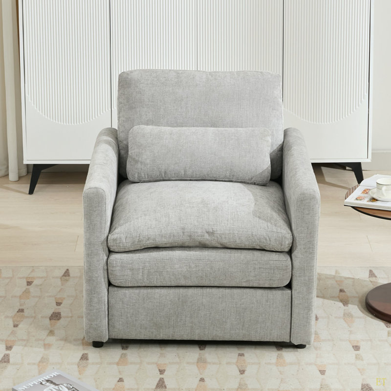 Fauteuil rembourré 31,9 "surdimensionné et confortable, Light Gray