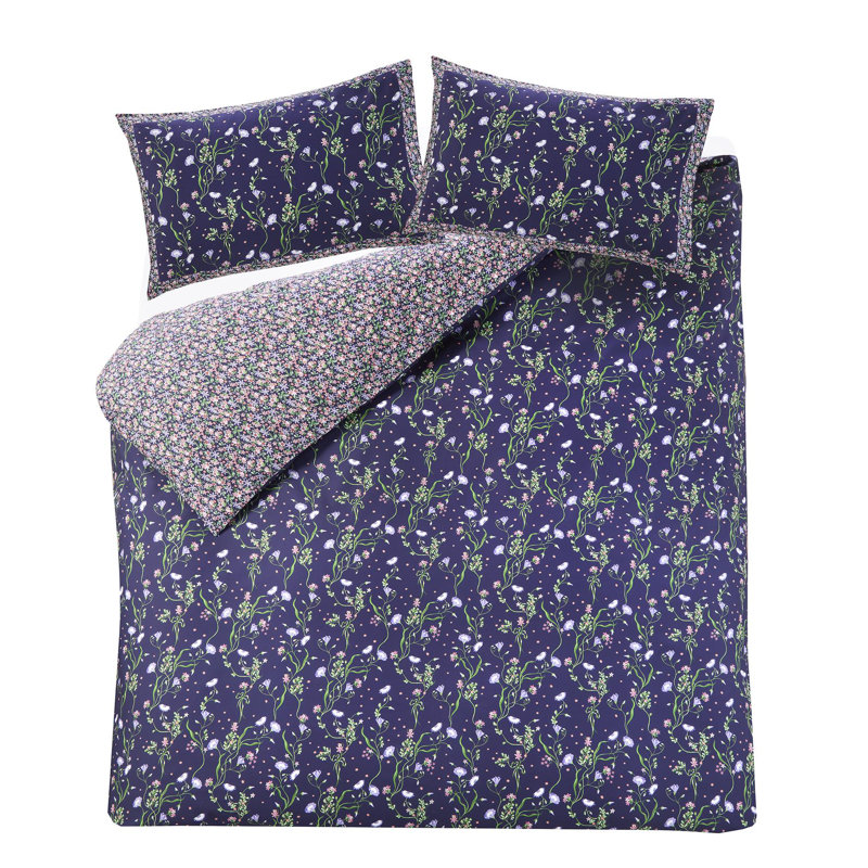 Cath Kidston Nightshade Navy Duvet Cover Set Floral Themed Bedding Set, King Duvet Cover + 2 Pillowcases