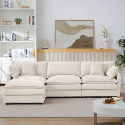 Canapé modulaire modulaire, canapé 3 places avec repose-pieds mobile