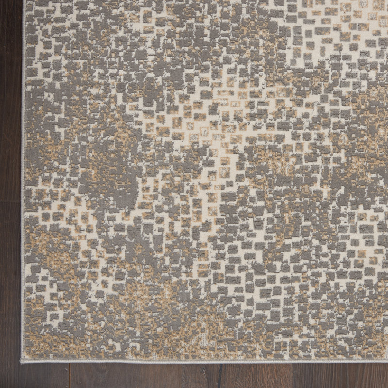 Uptown Abstract Area Rug in Beige, Rectangle 4' x 6'