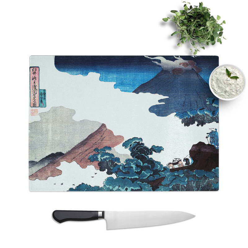 Tempered Glass The View of Mt. Asama by Utagawa Kuniyoshi Chopping Board, 28.5 cm W x 20 cm L